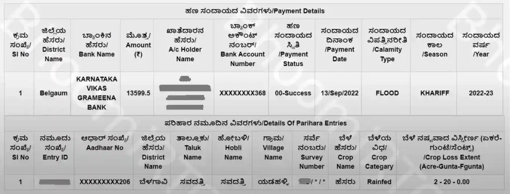 Parihara Payment Detail